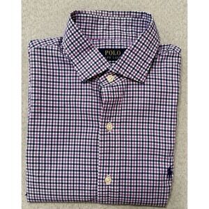 Polo Ralph Lauren Purple Gingham Cotton Button Down Shirt Mens M Blue Pony